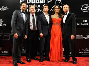 Anil Kapoor, Brad Bird, Tom Cruise, Paula Patton, and Simon Pegg at the 8th DIFF. (Pop Sugar)