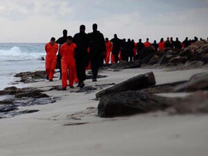 ISIS released a video in 2015 allegedly depicting the beheading of 20 Egyptian Copts (AFP) 