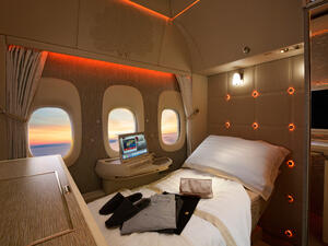 The overhauled suites show large rooms, plush designs and bright, airy cabins that are completely sealed off from the rest of the plane. (Courtesy of Emirates) The overhauled suites show large rooms, plush designs and bright, airy cabins that are completely sealed off from the rest of the plane. (Courtesy of Emirates)