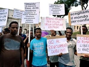 Eritrean asylum seekers protesting deportation in Rome, Italy. (AFP/File) Eritrean asylum seekers protesting deportation in Rome, Italy. (AFP/File)