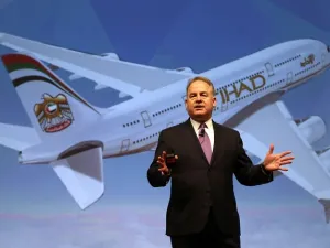 James Hogan, Etihad's President and CEO, said the carrier has done all it could to support Alitalia but is now backing off. (AFP/ Karim Sahib)