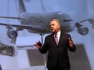 James Hogan, Etihad's current CEO, has been with the company for 10 years and will be leaving his role on July 1, 2017. (AFP/ Karim Sahib)