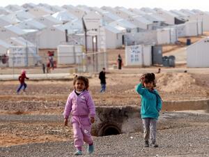 Syrian children at the Azraq refugee camp in northern Jordan (AFP/File)
