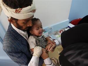 A child being treated at a hospital in Yemen on May 6, 2017 (AFP)