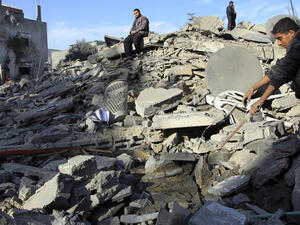 A file photo of the aftermath of an Israeli airstrike outside of Rafah. (AFP/File)