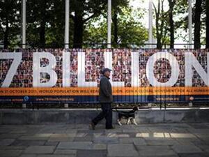 The UN Population Fund says the projected arrival today of the world's 7 billionth citizen means there are twice as many people sharing the Earth's resources as there were in the 1960s