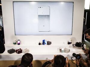 Google unveiled several new products at its big hardware event Wednesday in San Francisco, including the new Pixel 2 and Pixel 2 XL phones, a new Pixelbook, a Google Home Mini, and a VR-powered Google Daydream View. (Ramin Talaie/ AFP)