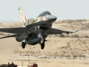 An Israeli F-16 I fighter jet takes off during a display for foreign media at the Ramon air force base in the Negev Desert, southern Israel. (AFP/File)
