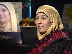 Palestinian teacher Hanan al-Hroub has been shortlisted for the Global Teaching Prize for teaching nonviolence and working with traumatized children. (YouTube/Varkey Foundation Global Teacher Prize)