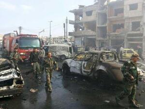 موقع انفجارين في مدينة حمص السورية