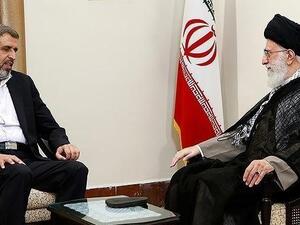 المرشد الأعلى للثورة الاسلامية في ايران علي خامنئي وأمين عام الجهاد الاسلامي رمضان شلح