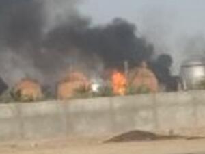 النيران تتصاعد في منشأة غاز التاجي شمال بغداد - تويتر
