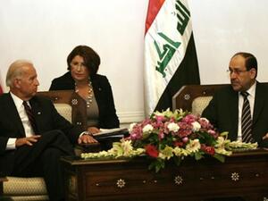 المالكي مجتمعا بنائب الرئيس الاميركي، جو بايدن/أ.ف.ب