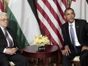 الرئيس الامريكي باراك أوباما والرئيس الفلسطيني محمود عباس في نيويورك