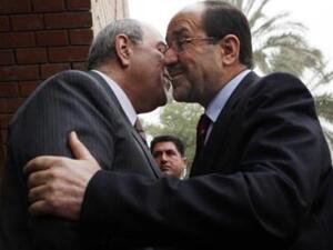 رئيس الوزراء العراقي المنتهية ولايته نوري المالكي ومنافسه الابرز رئيس الوزراء الاسبق اياد علاوي