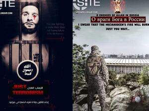 Two images released by ISIS threatening to attack the 2018 FIFA World Cup in Russia (Site Intel)