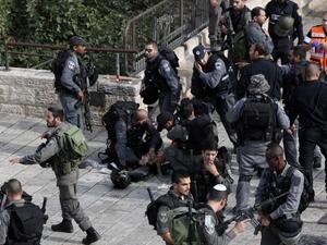 Israeli police at the scene of an earlier stabbing incident in which the assailant was shot dead. (AFP/File)