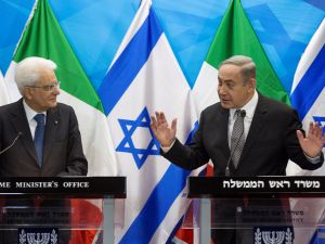 رئيس الوزراء الإسرائيلي، بنيامين نتنياهو والرئيس الايطالي سيرجيو ماتاريلا