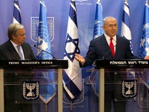 نتنياهو وأنطونيو غوتيريش الأمين العام للأمم المتحدة