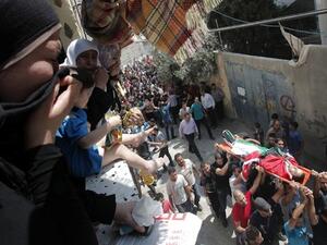 A funeral of a Palestinian killed by Israeli forces is seen in Jenin. (AFP/File)