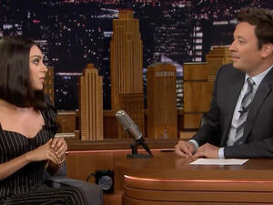  stunned during her appearance in a black pinstripe jumpsuit (Source: The Tonight Show Starring Jimmy Fallon
 / youtube )