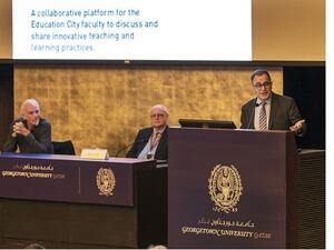 Education City faculty during a panel discussion at the Qatar Foundation’s ‘Innovation in Teaching Week’.