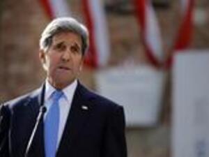 US Secretary of State John Kerry delivers a statement at a press conference outside the hotel where the Iran nuclear talks meetings are being held in Vienna, Austria, July 1, 2015. (AFP/Carlos Barria)