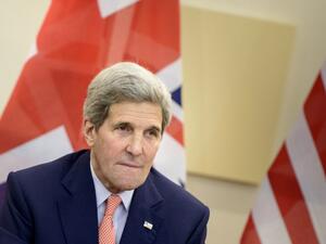 US Secretary of State John Kerry waits for the start of a trilateral meeting at the Beau Rivage Palace Hotel in Lausanne on March 28, 2015. (AFP/File)