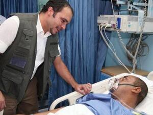 الامير علي بن الحسين يزور احد الجرحى عند سقوط صاروخ غراد على العقبة الاثنين