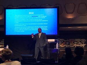 Mr. Emad Basher Abdalla presenting during the 8th International Lymphede