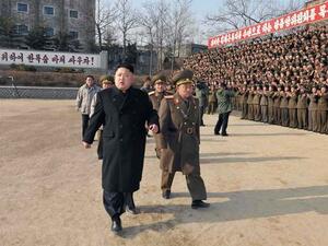 North Korean leader Kim Jung Un walks in front of an assembly of soldiers during a rally. (AFP/File)