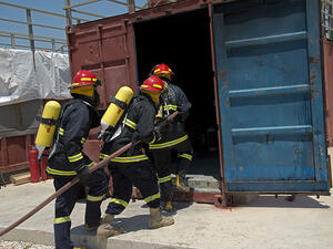 Lebanese Civil Defense at an emergency response training with UNILIF. (Twitter)