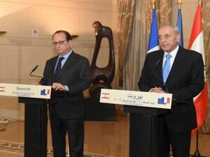 رئيس مجلس النواب اللبناني نبيه بري والرئيس الفرنسي فرانسوا أولاند