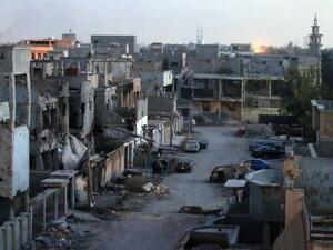 A picture taken on February 27, 2016 shows damaged buildings after forces loyal to Libya's internationally recognized parliament retook the center of Benghazi following fierce fighting with Daesh militants. (AFP/Abdullah Doma)