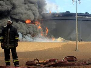 A Libyan oil facility was set ablaze last month after attacks launched by Daesh militants to seize key export terminals. (AFP/File)