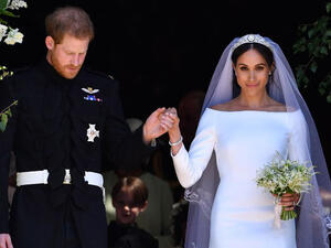 Meghan Markle wore one of Princess Diana's rings to her wedding reception  (Source: BEN STANSALL / POOL / AFP)