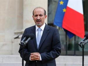Syrian opposition Coalition president Ahmad al-Jarba said that the opposition would not enter the talks "unless it is with dignity, and unless there is a successful transfer of power with a specific time frame, and without the occupier Iran at  the negotiating table" (Courtesy of Francois Mori/AP)