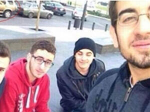 Mohammad Shaar, center, is seen in this selfie taken on Friday, Dec. 27, 2013, and circulated on social media websites. Shaar died after being severely wounded in the Friday, Dec. 27, 2013, car bombing that killed former Finance Minister Mohammad Shatah in Beirut. [The Daily Star]
