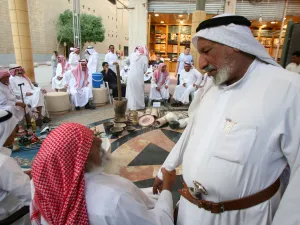 Saudi men encouraged beat their womenfolk  away from the wheel, using the wire 'Igal' on their head-scarf or perhaps the belts on their waist
