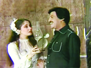 Scene from Al Motazawegoon with Samir Ghanem and Sherine.

