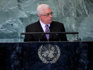 Mahmoud Abbas, President of the Palestinian National Authority (PNA), receives a standing ovation at the UN after giving his speech for statehood.