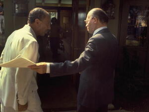 Begin (R) and Sadat (L) meet with Carter at Camp David