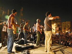 Cairokee performing in Tahrir Square.
