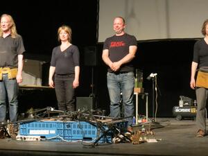 The artists of Hotel Modern receive applause after the emotional performance (Photo by: Thoraia Abou Bakr)