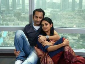 Indian actor Fahad Fazil and actress Gauthami Nair at the set of malayalam movie Diamond Necklace in Dubai.