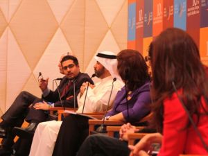 Faisal Abbas speaking at the 10th annual Arab Media Forum in Dubai