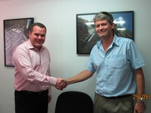 Juergen Strommer, Managing Director of Cavotec and Barry Lewis, Project Director Al Jaber