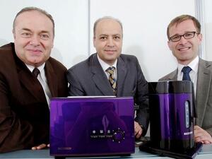 Nidal Khouly, Juma Al Majid’s Divisional Manager and Nassim Dissi, President, Trading Division with Eric Berchtold, Area Director of Severin