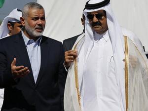 Qatari Emir Sheikh Hamad bin Khalifa Al-Thani in Gaza