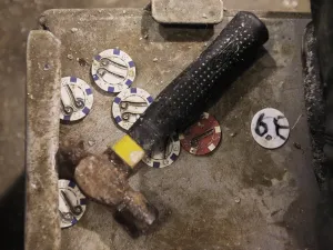 Smashed over the head with a hammer and then stabbed 30 times in a frenzied, this co-worker met his end.